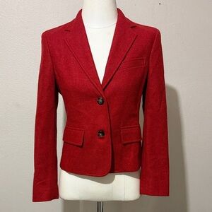 MaxMara Red Tailored Wool-Blend Blazer Made in Italy Lined Double Button